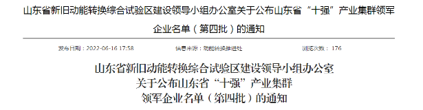 雙星、浦林成山、華盛、圣奧，入選山東省產(chǎn)業(yè)集群領(lǐng)軍企業(yè)
