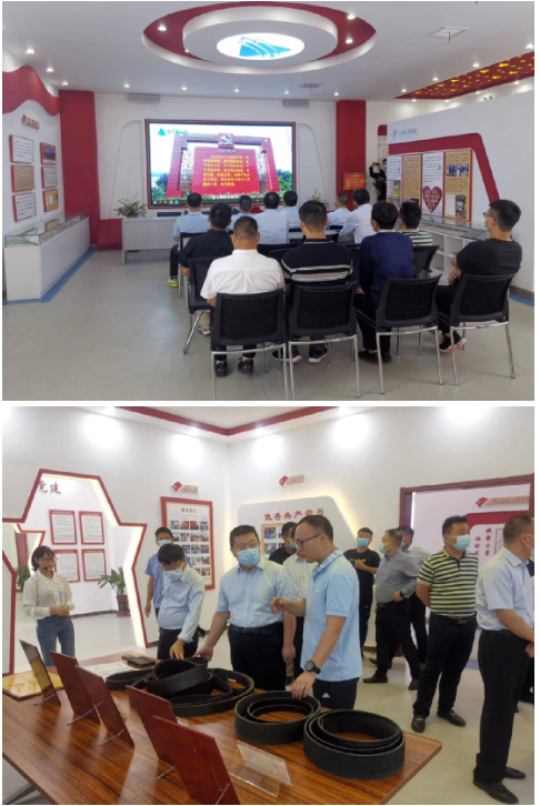 韓瑞軍主任一行在李洋董事長的陪同下先后參觀了企業(yè)五心黨建廳、人大代表聯(lián)絡(luò)室、產(chǎn)品展廳，觀看了公司宣傳片，聽取了工作人員關(guān)于企業(yè)以黨建引領(lǐng)企業(yè)高質(zhì)量發(fā)展的匯報(bào)。