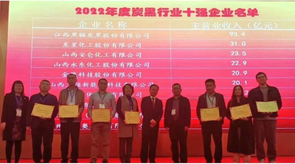 大會(huì)上，中國(guó)橡膠工業(yè)協(xié)會(huì)為年度炭黑企業(yè)十強(qiáng)、炭黑行業(yè)杰出貢獻(xiàn)企業(yè)頒獎(jiǎng)。