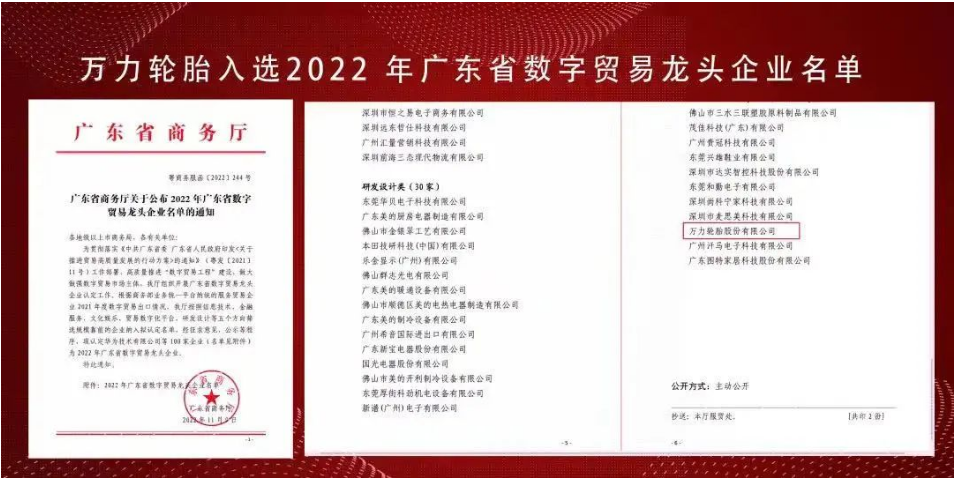萬力輪胎，入選省級(jí)龍頭企業(yè)！