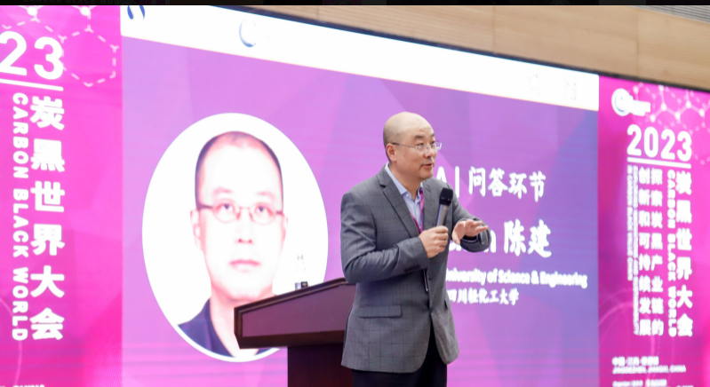 在會上，四川輕化工大學(xué)陳建教授受主辦方Smithers公司邀請，作了題為《炭黑超高硬度的發(fā)現(xiàn)及其對橡膠補(bǔ)強(qiáng)與耐磨性的作用》的大會報(bào)告。