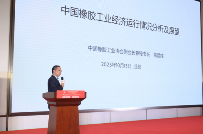 在會議上，中國橡膠工業(yè)協(xié)會副會長兼秘書長雷昌純進行了“中國橡膠工業(yè)經(jīng)濟運行狀況分析及展望”的報告，詳細解讀了中國橡膠工業(yè)各個產(chǎn)業(yè)的現(xiàn)狀和相關政策。此外，中國汽車工業(yè)協(xié)會副秘書長陳士華通過視頻報告詳細介紹了中國汽車工業(yè)的經(jīng)濟運行狀況。